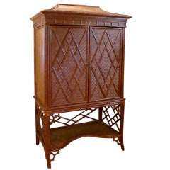 Vintage Rattan Pagoda Cabinet