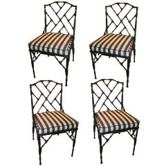 Faux Bamboo Cast Aluminum Side Chairs/4
