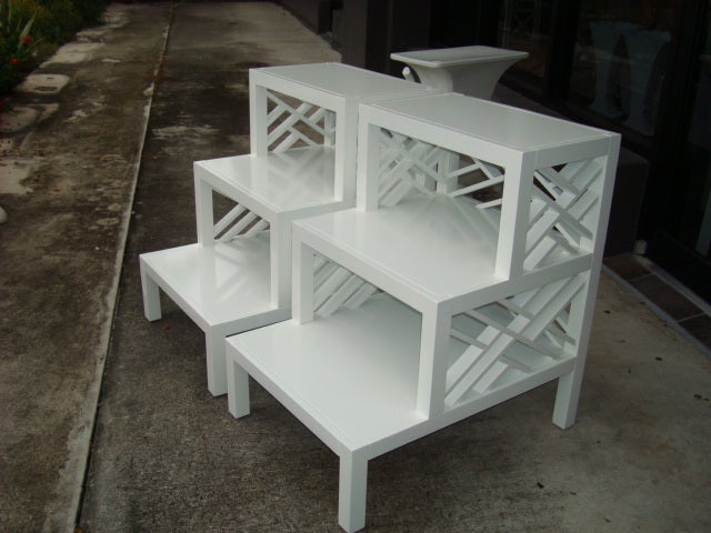Pair of Vintage Fretwork End Tables