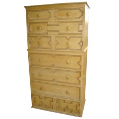 Tall Vintage Wood Geometric Dresser