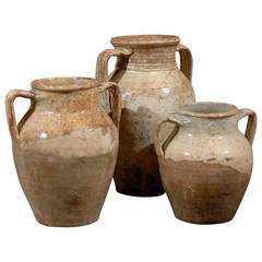 Antique Set of Three Italian Pots