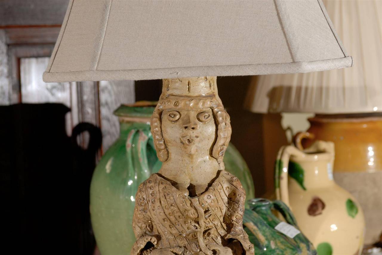 Late 19th Century Lamp from an Old Terra Cotta Figure from Portugal, circa 1890 For Sale