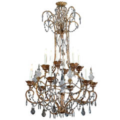 19th Century Crystal and Iron Chandelier from France