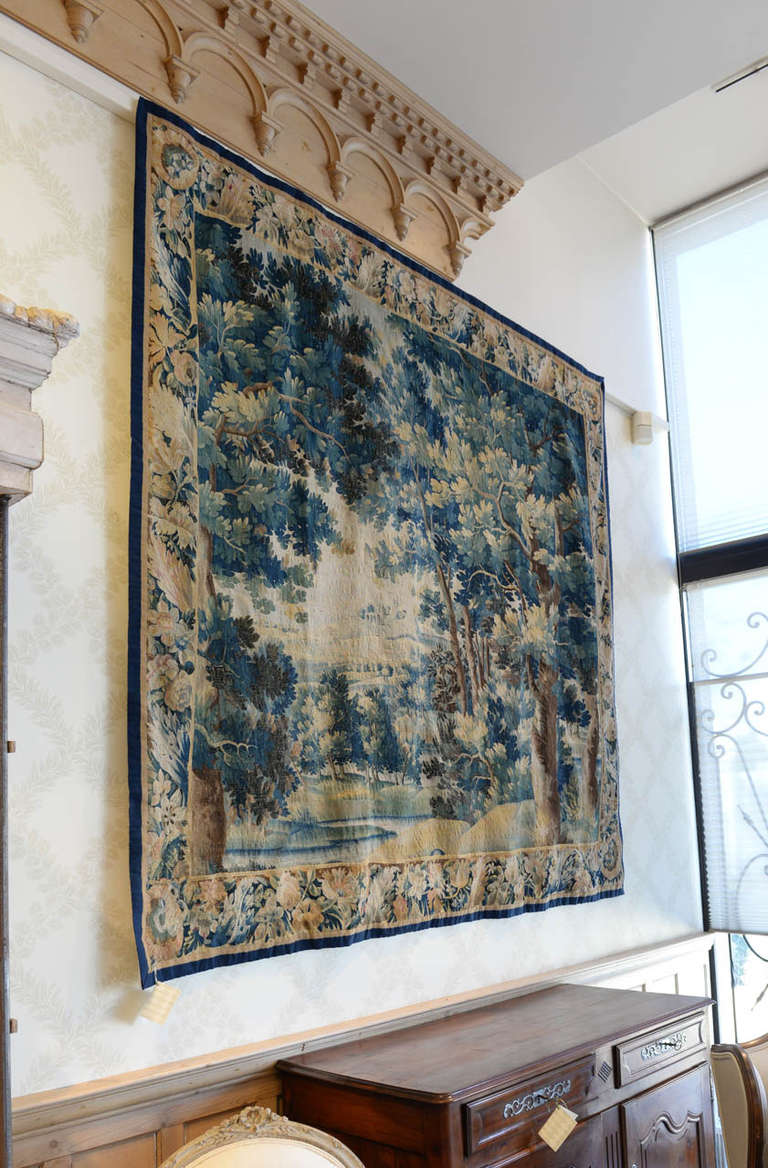 18th Century Brussels Tapestry in Silk and Wool circa 1760 In Excellent Condition In Atlanta, GA