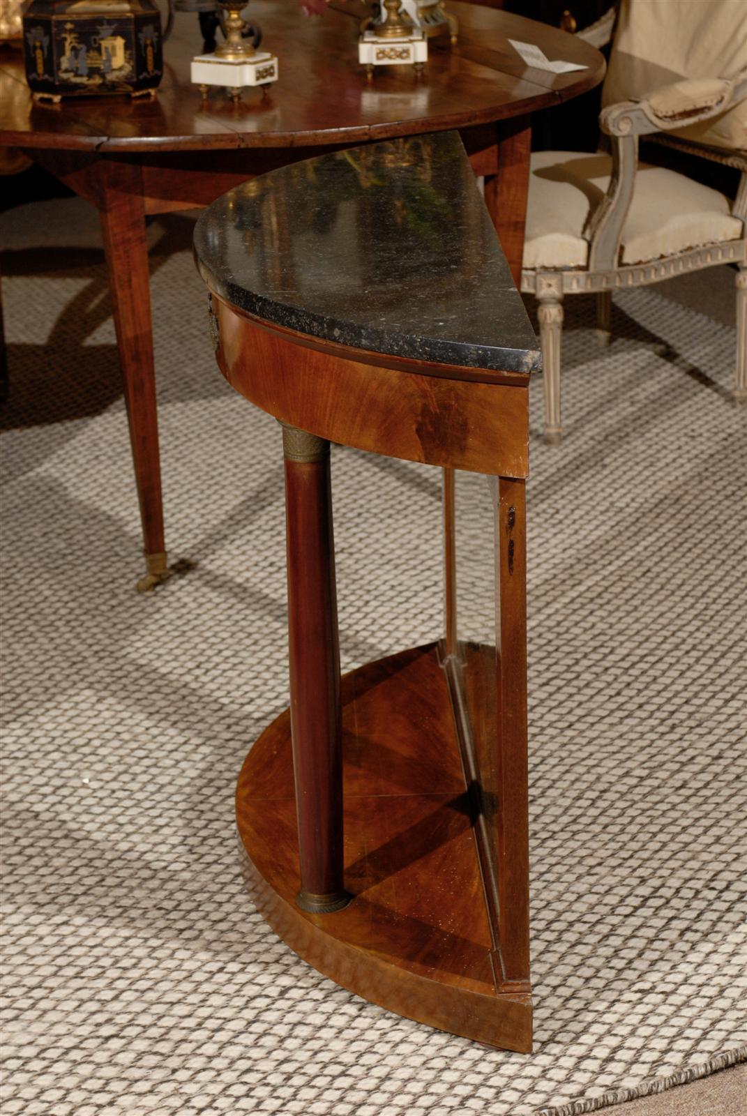 Mahogany Console with Marble Top and Mirrored Back 1