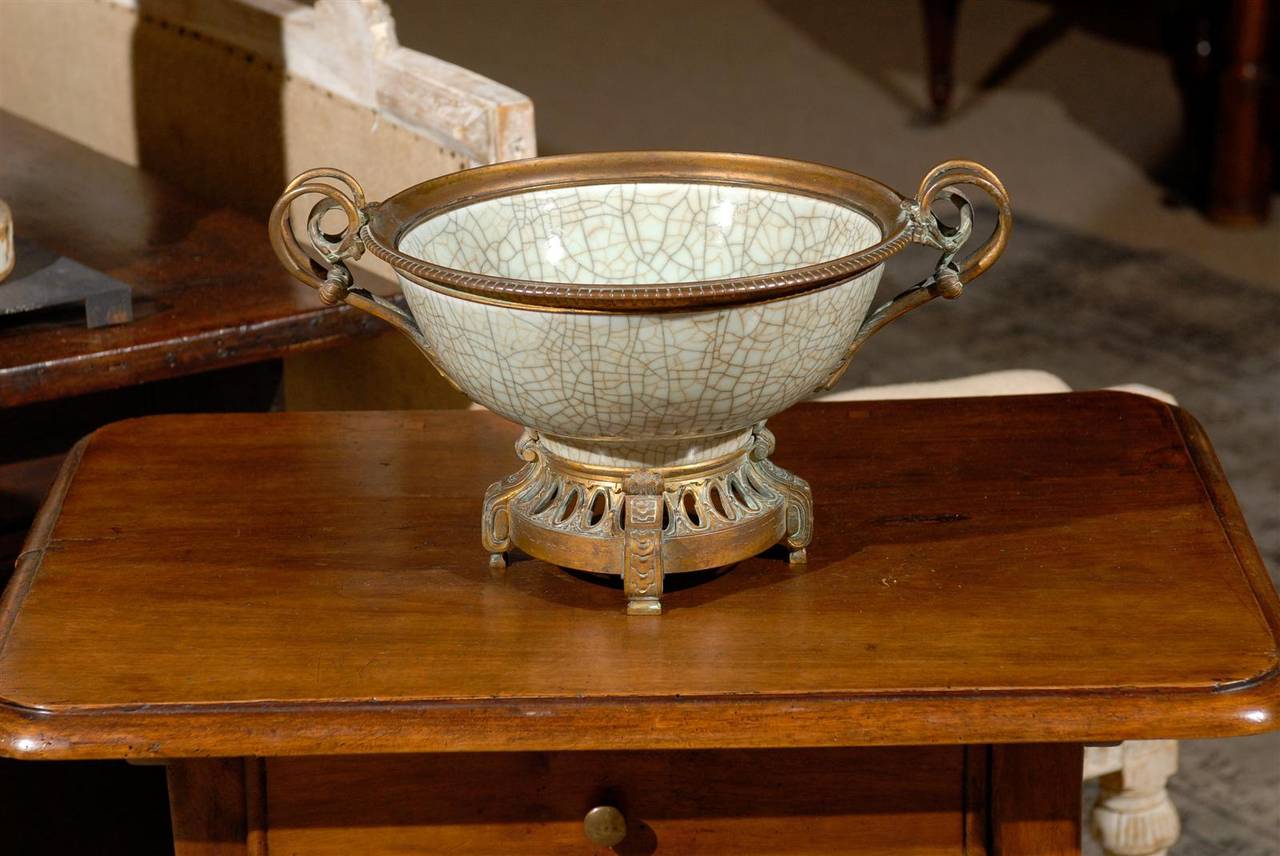 19th Century Chinese Crackleware Bowl with Bronze Fittings, Circa 1875 For Sale 2