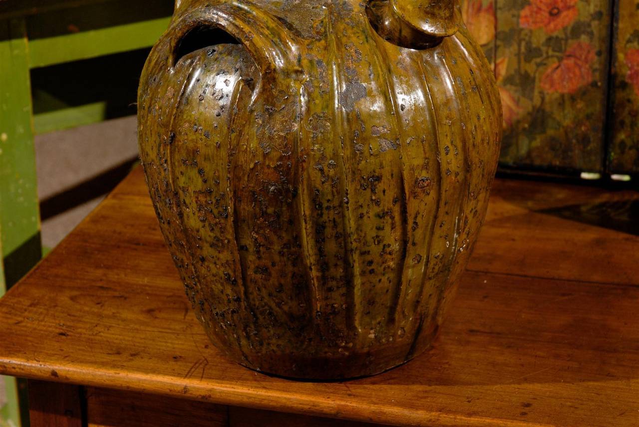 Turned 19th Century Terracotta Oil Pot from France, Circa 1860 For Sale