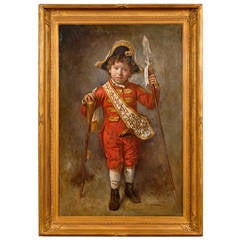 19th Century Painting of Boy in Napoleonic Costume