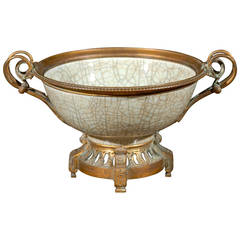 19th Century Chinese Crackleware Bowl with Bronze Fittings, Circa 1875