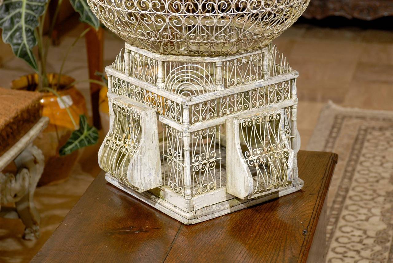 Early 20th Century   Vintage White French Birdcage, Circa 1910 For Sale