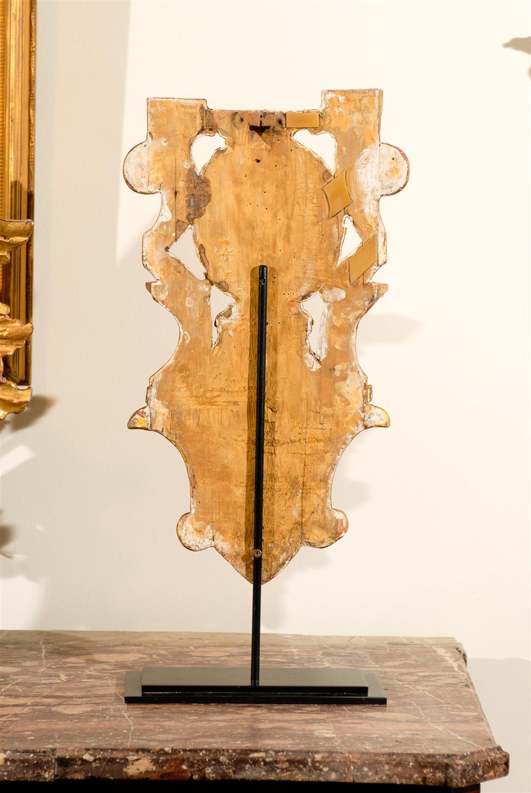 17th Century Gilded Wood Carving on Stand, Circa 1680 For Sale 1