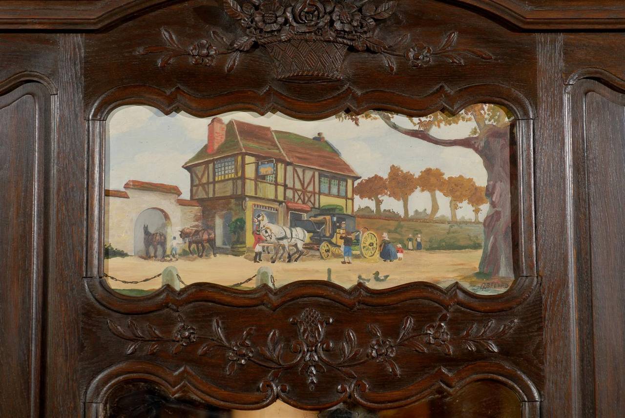 Mirror 19th Century Trumeau with Painting For Sale