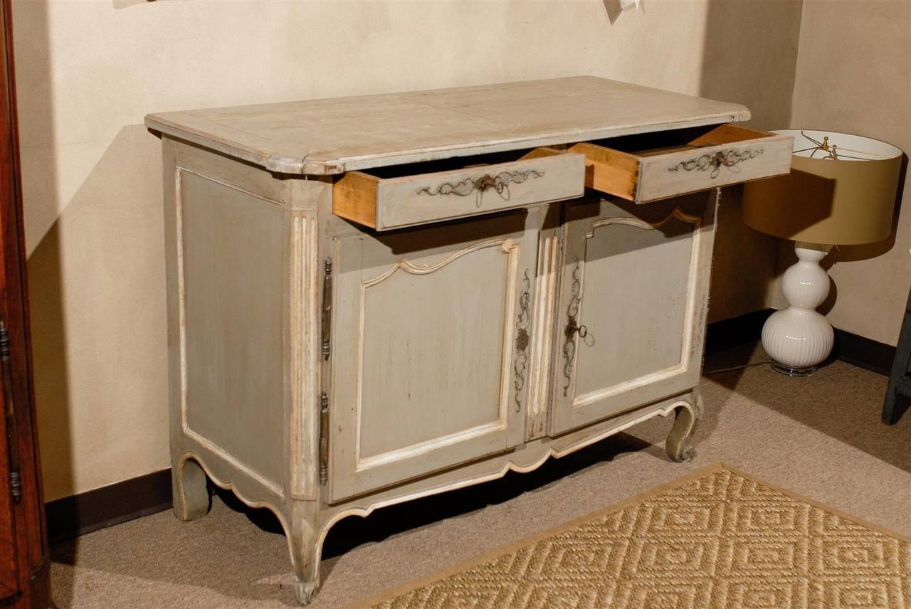 Iron Late 19th Century French Grey Painted Oak Buffet, Circa 1880 For Sale