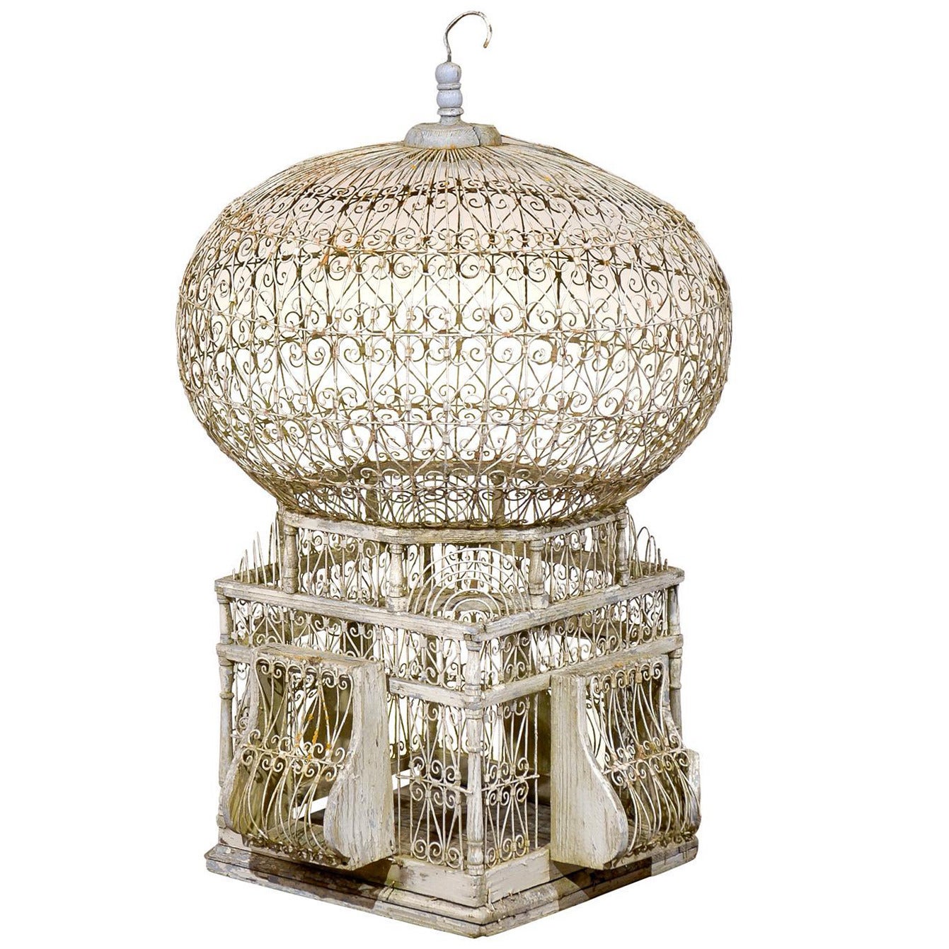   Vintage White French Birdcage, Circa 1910 For Sale