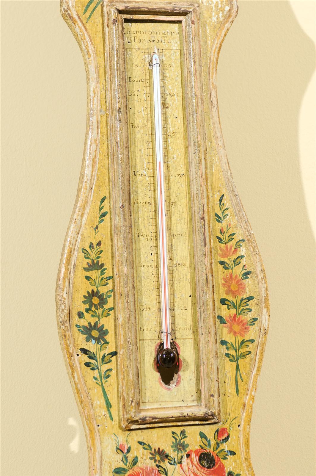 18th Century Painted Barometer from France, Circa 1780 For Sale 3