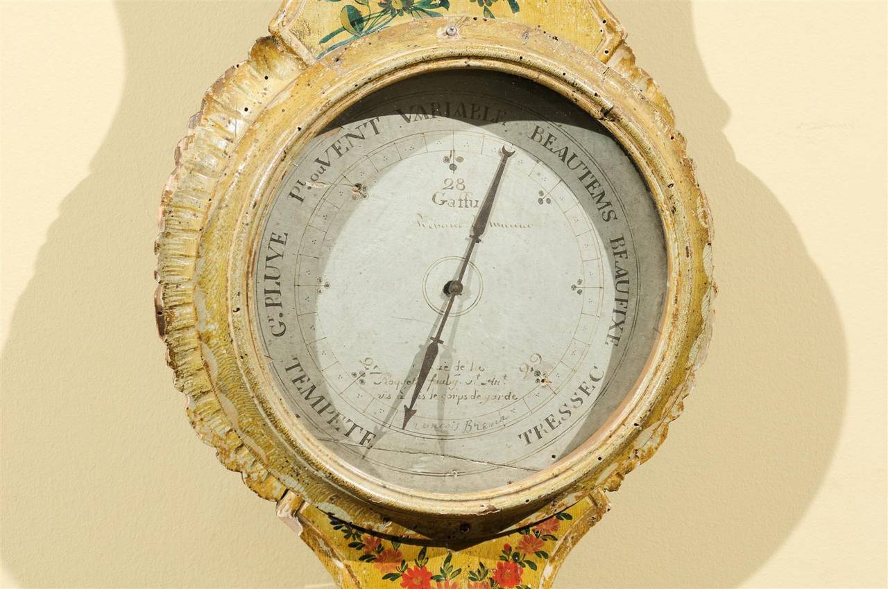 18th Century Painted Barometer from France, Circa 1780 For Sale 2