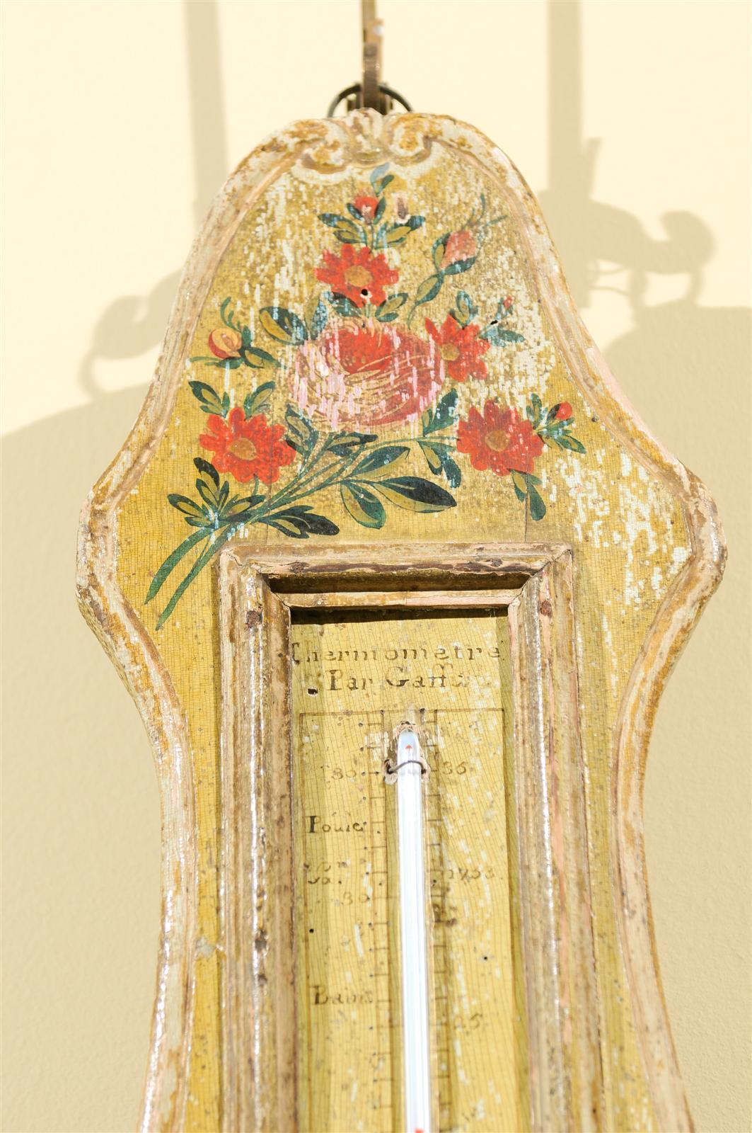 Late 18th Century 18th Century Painted Barometer from France, Circa 1780 For Sale