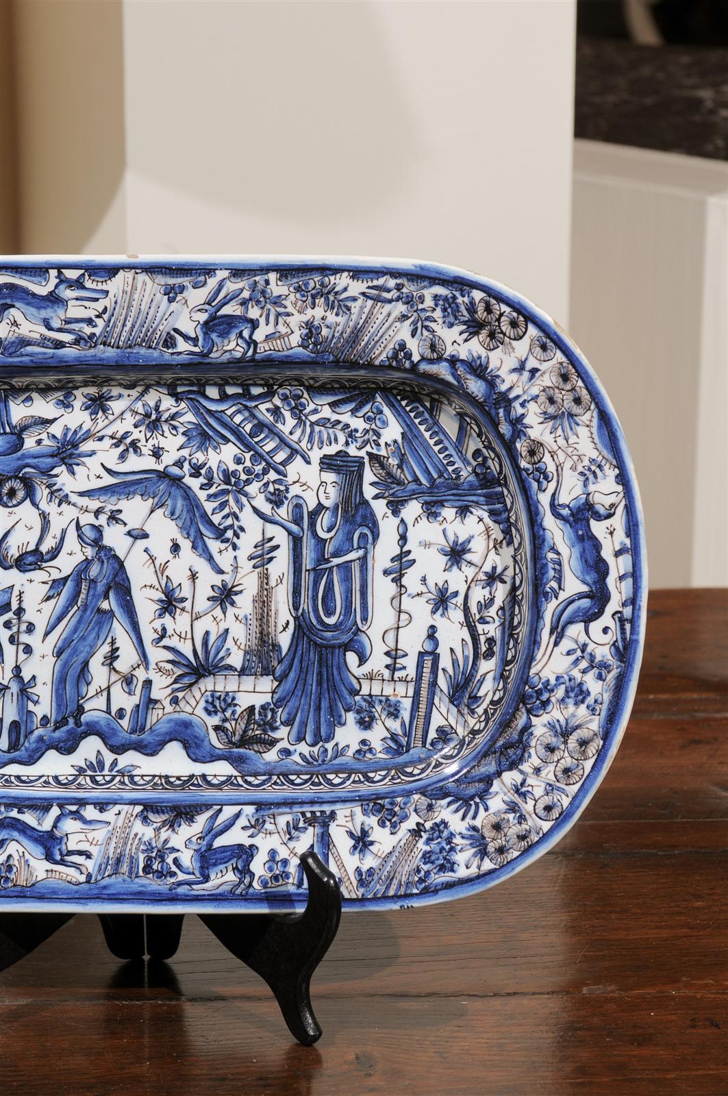 19th Century Blue and White  Italian Faience Platter, Circa 1895 For Sale 2