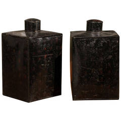 Antique Pair of Period Directoire Tole Tea Caddies