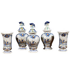 19th Century Delft Garniture Set, Circa 1890