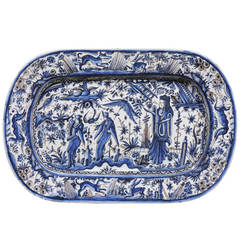 19th Century Blue and White  Italian Faience Platter, Circa 1895