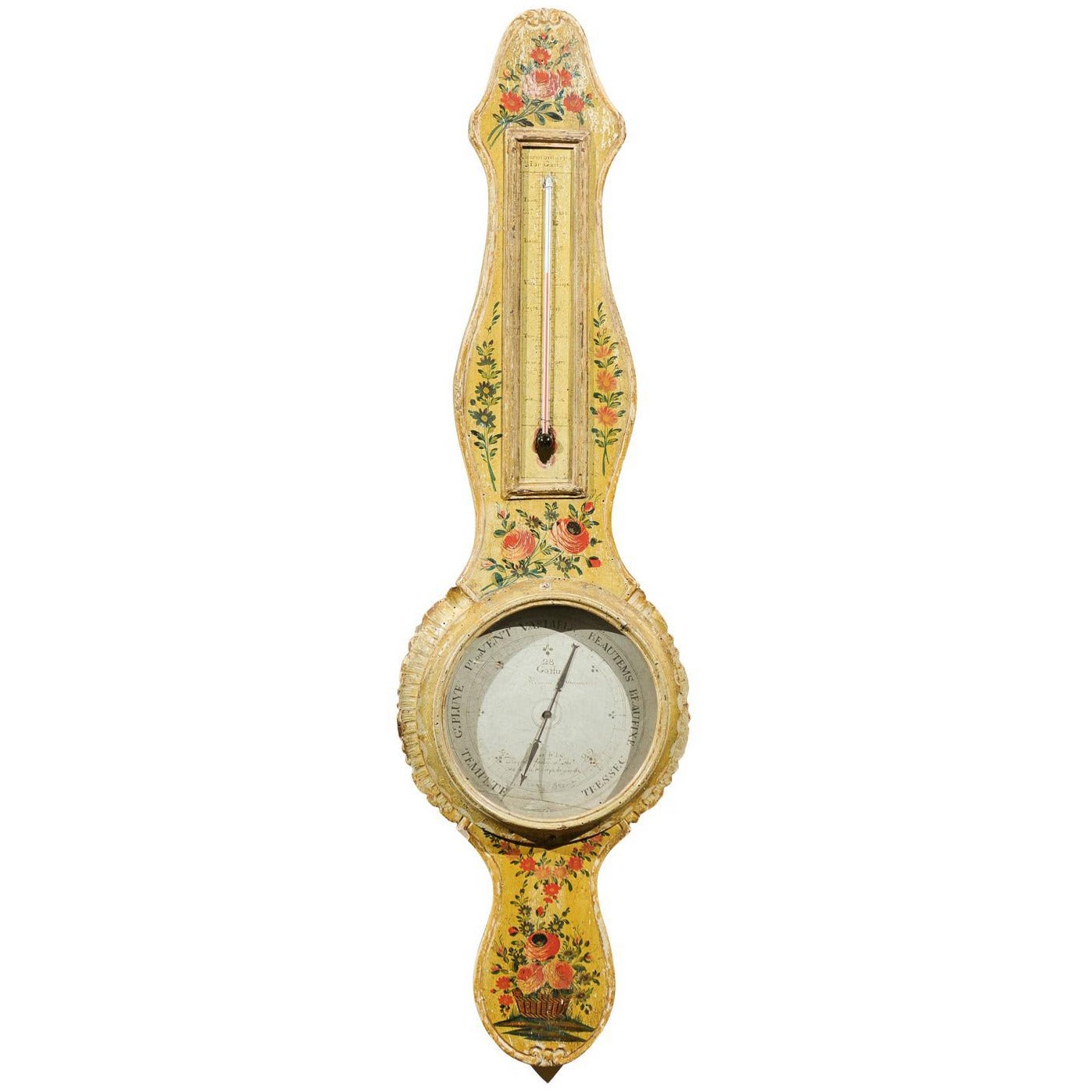 18th Century Painted Barometer from France, Circa 1780 For Sale