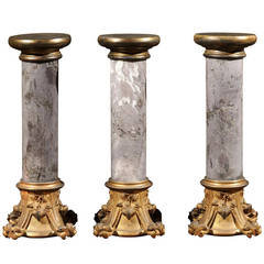 Three 19th Century Marble Columns on Bronze Dore Bases