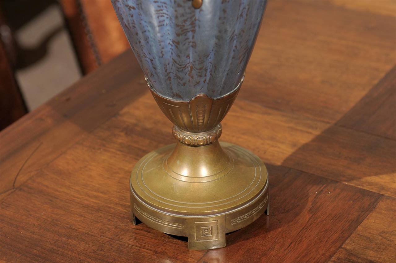 Napoleon lll  Blue Porcelain Vase with Bronze Fittings, Circa 1880 For Sale 1