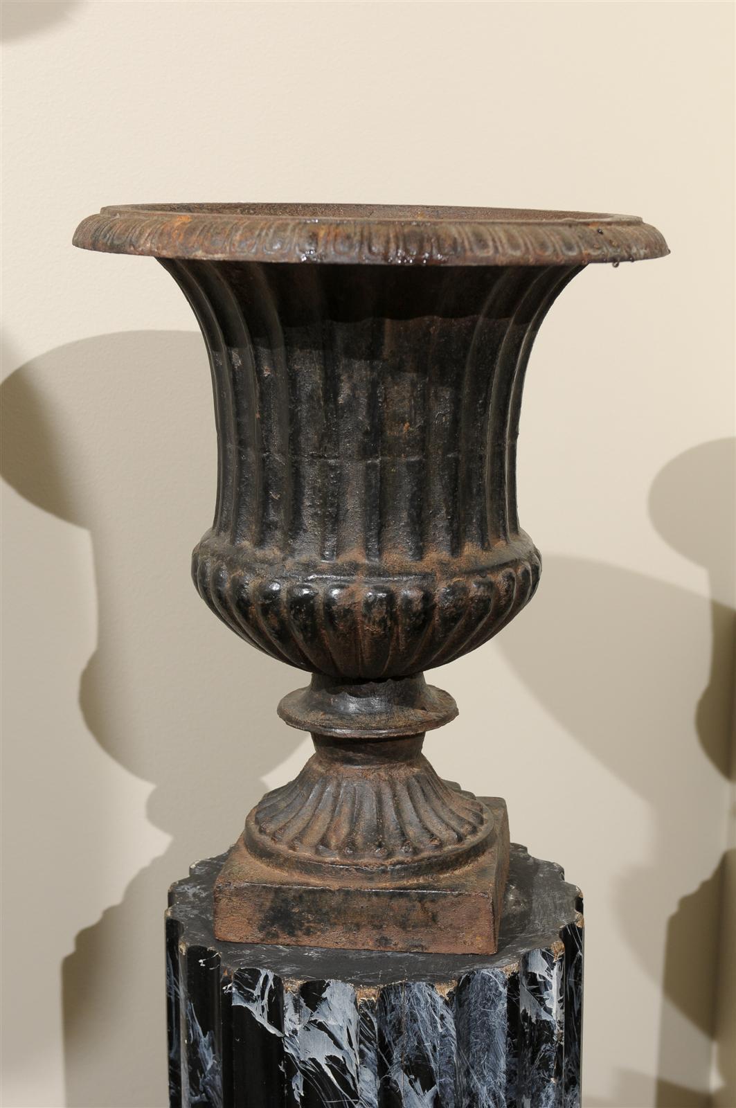 Pair of 19th Century Iron Urns from France 2