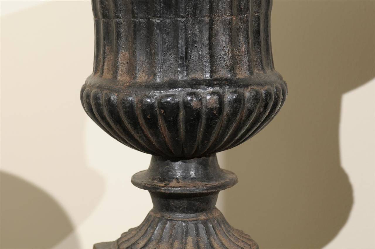 Pair of 19th Century Iron Urns from France In Distressed Condition In Atlanta, GA