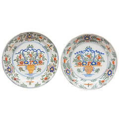 19th Century Pair of Delft Plates