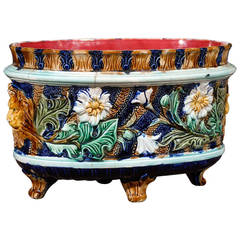 Antique Old French Majolica Cache Pot