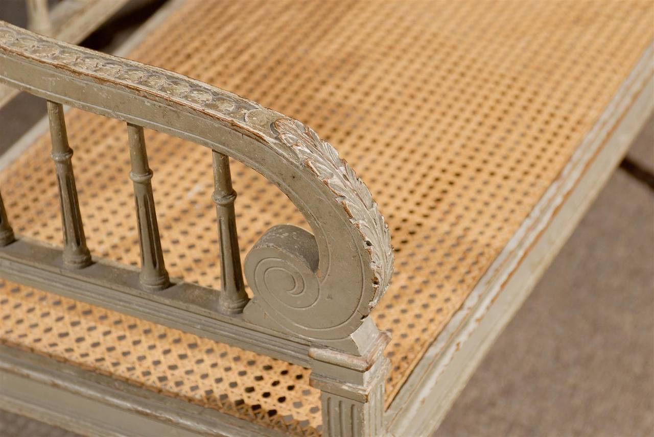 Carved Painted Louis XVI Style Bench