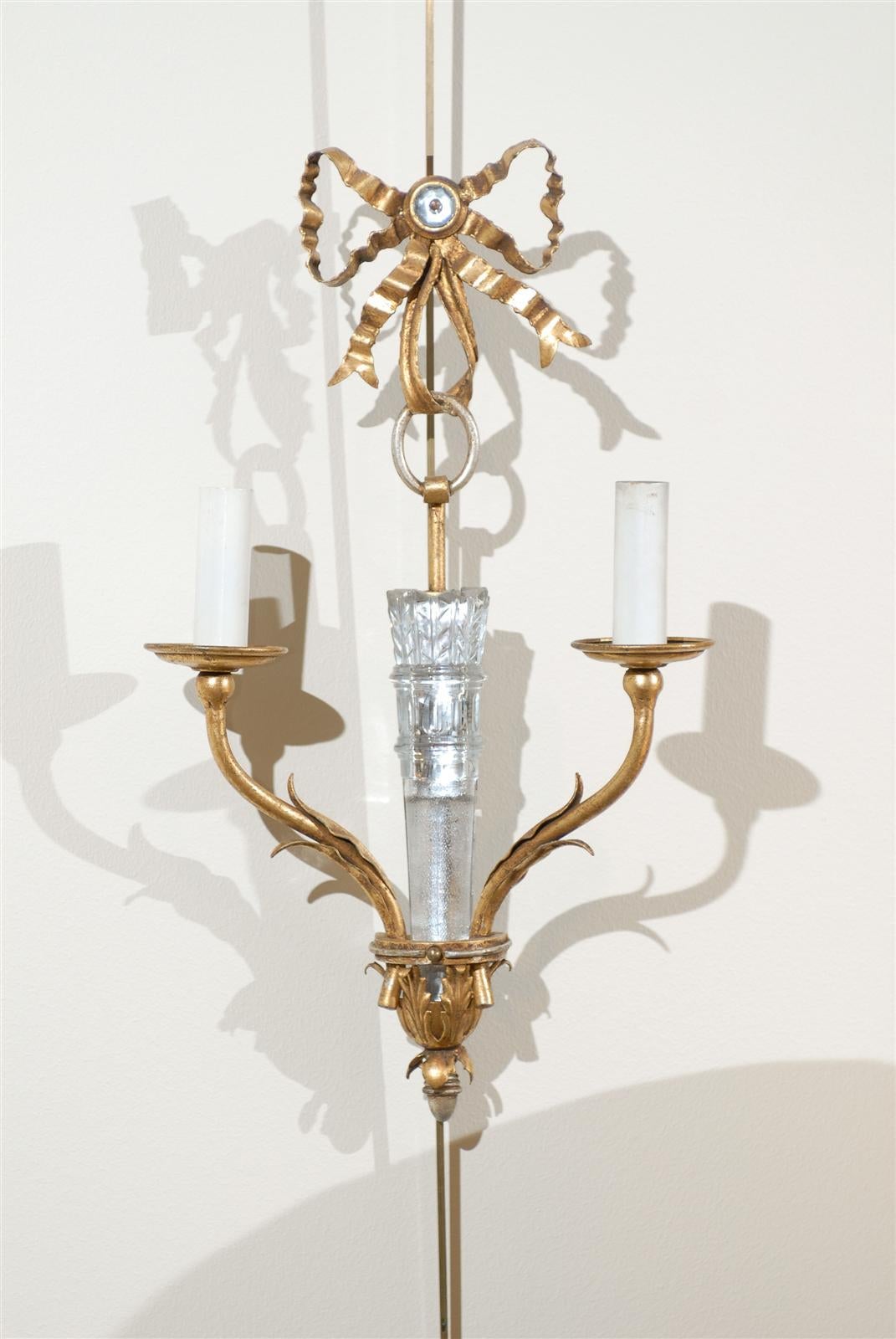 Mid Century French Bagues Crystal Sconces, Circa 1940 For Sale 2