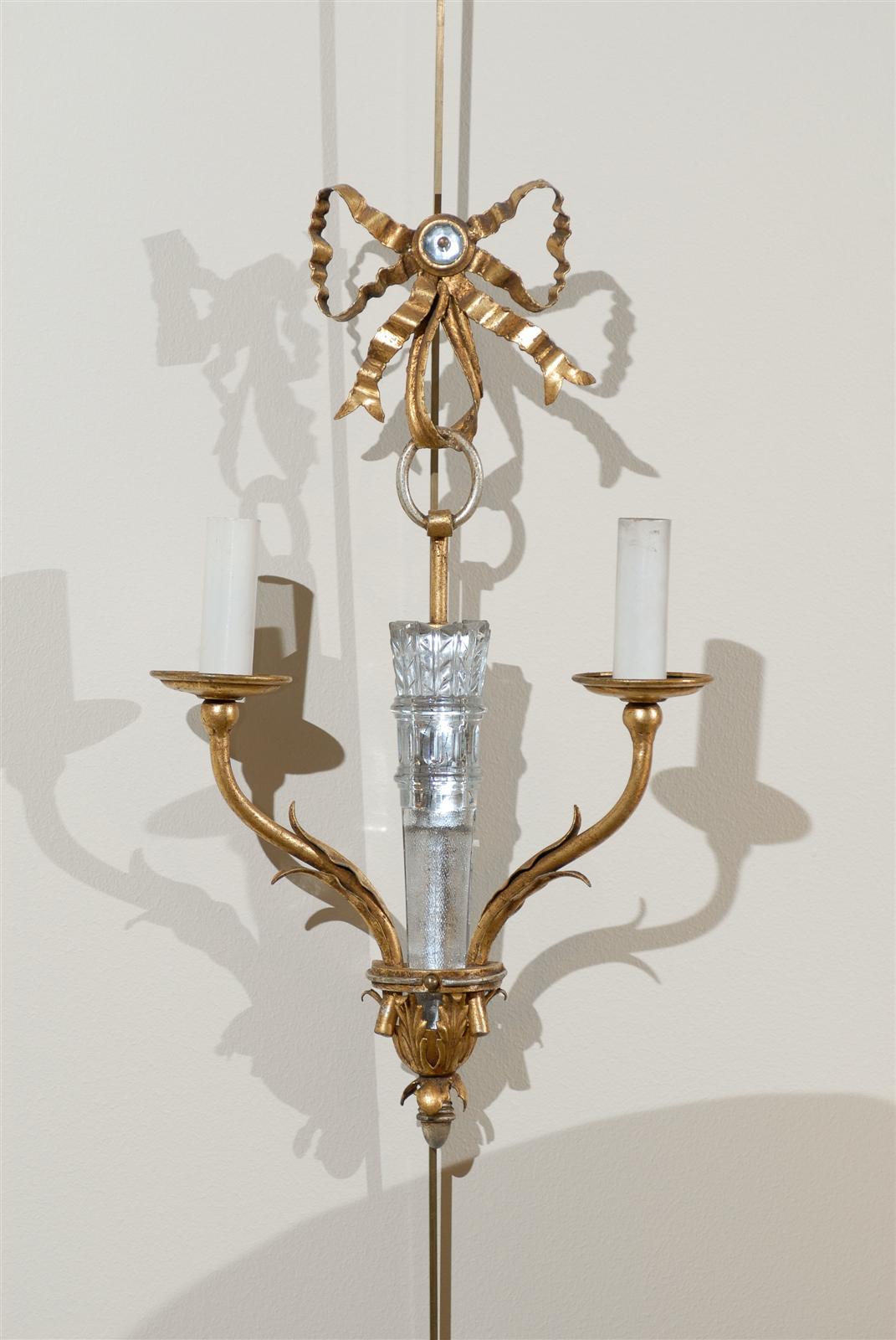 Mid Century French Bagues Crystal Sconces, Circa 1940 For Sale 1