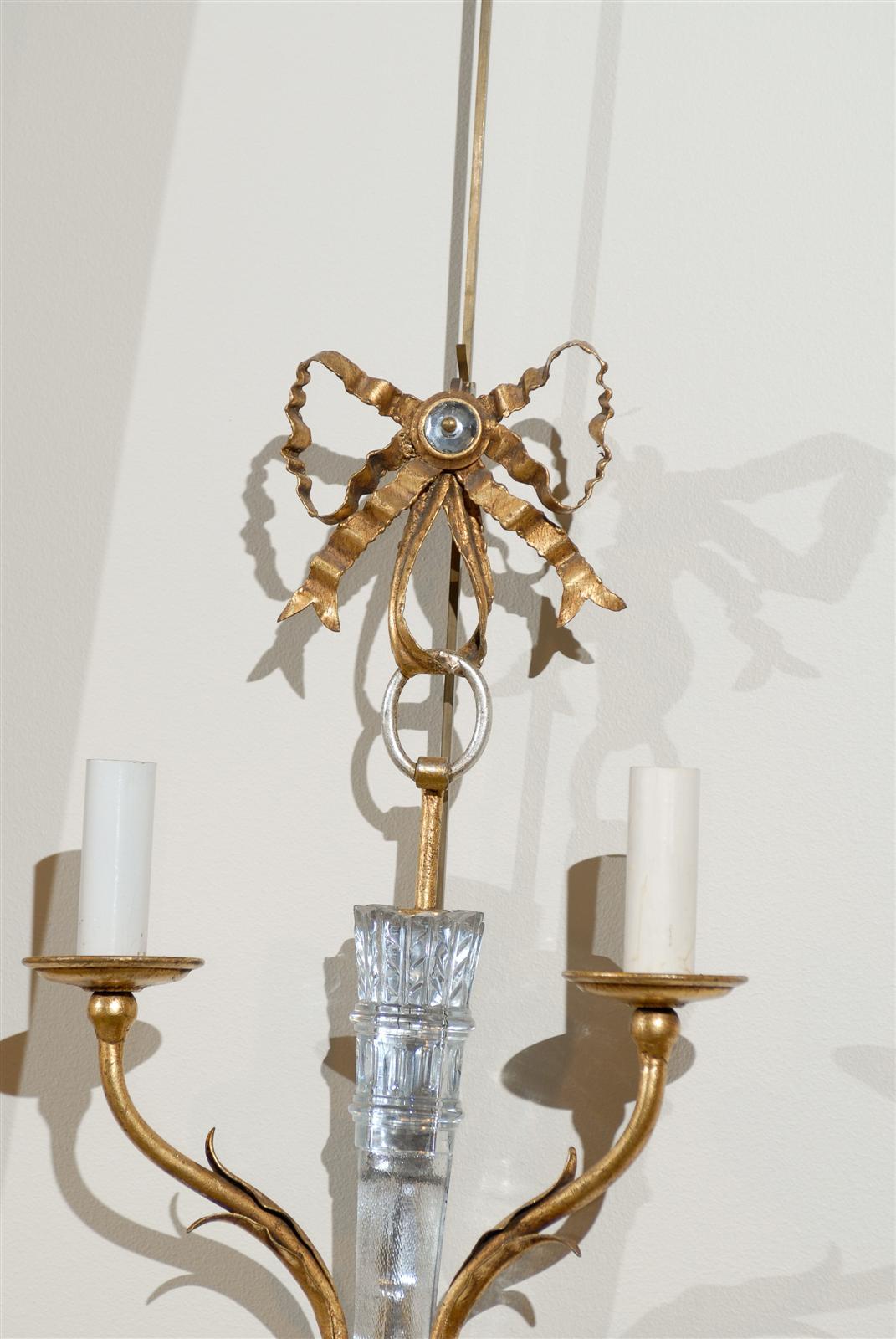 20th Century Mid Century French Bagues Crystal Sconces, Circa 1940 For Sale