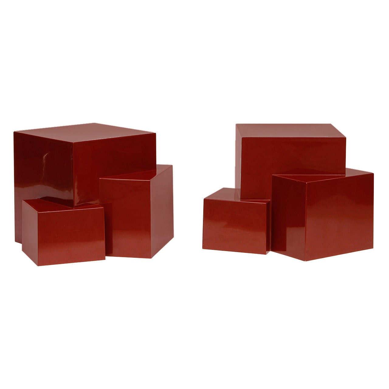 Philippe Cheverny Pair of Red Side Tables, circa 1970