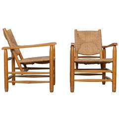 Charlotte Perriand Pair of Lounge Chairs, Circa 1950