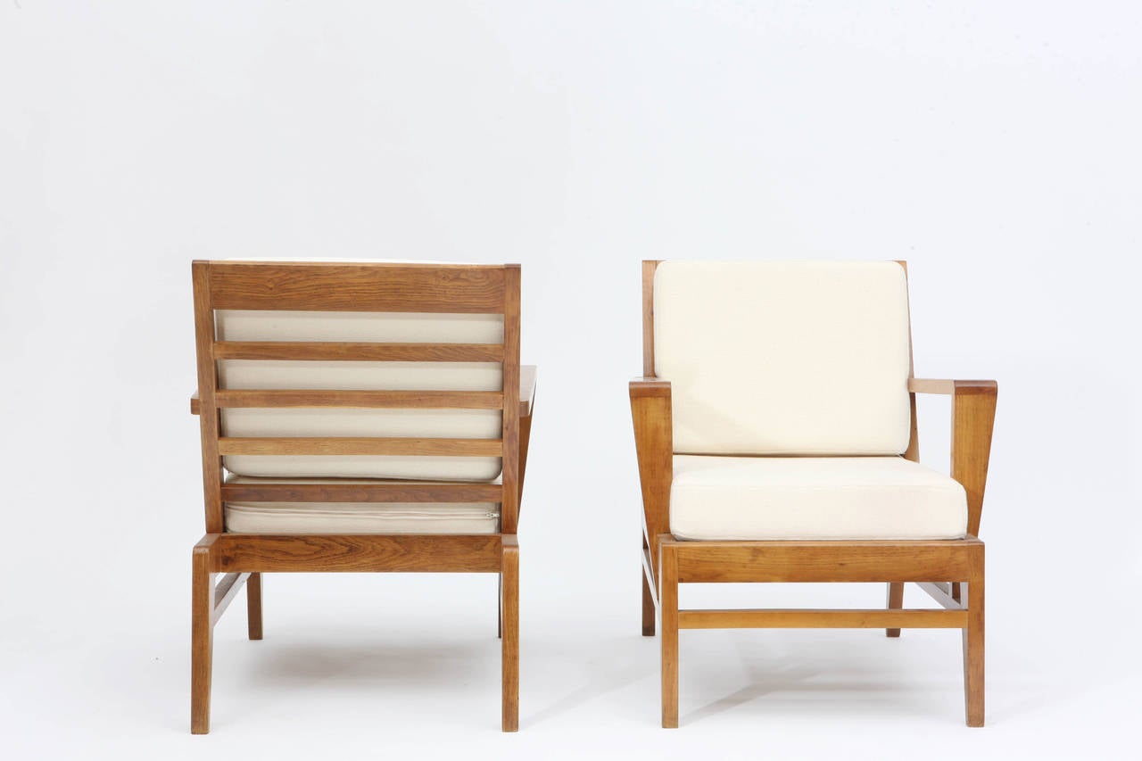 René Gabriel pair of armchairs, circa 1950.
Wood and upholstery.
