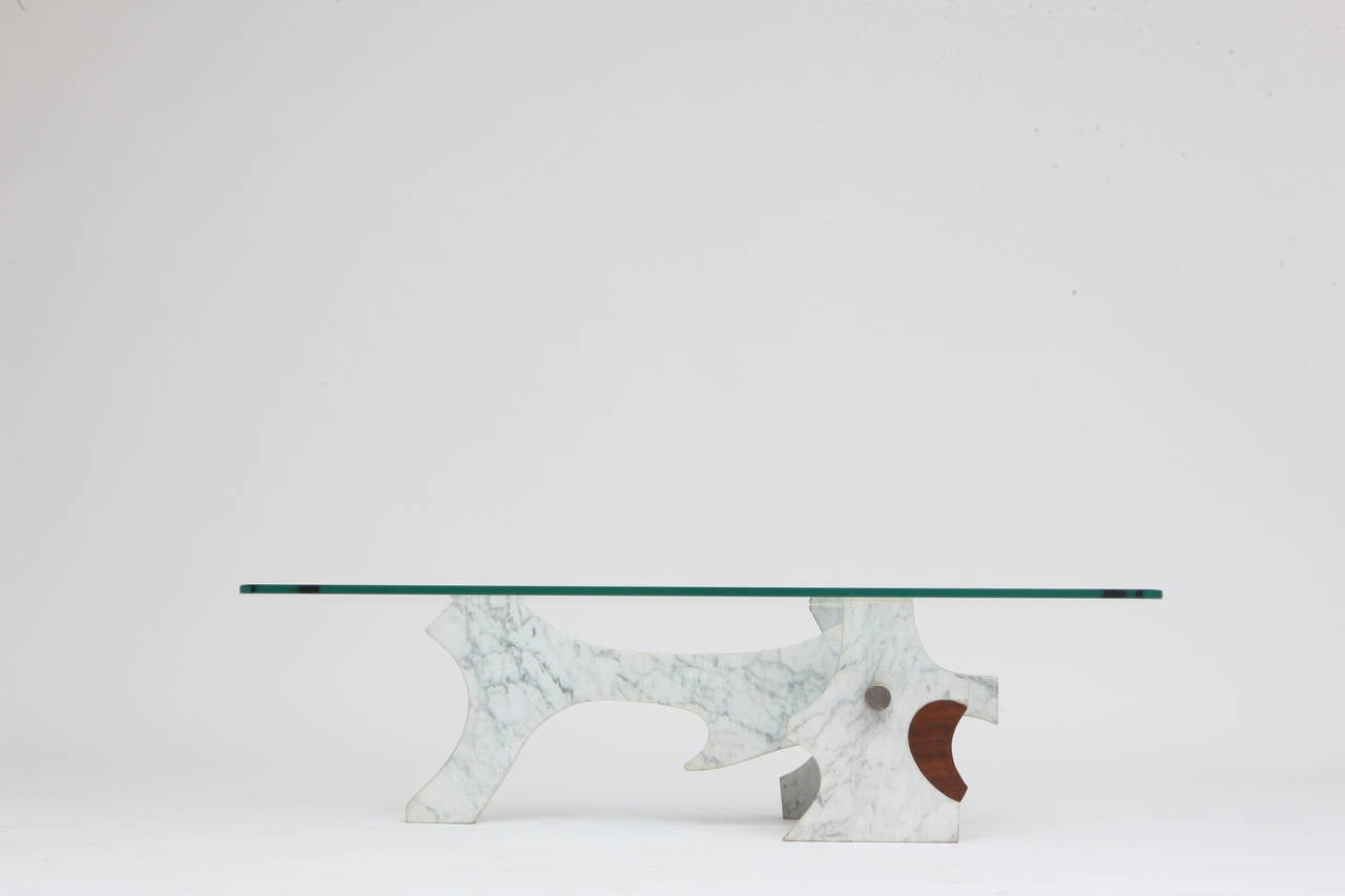 Fred Brouard Marble Coffee Table, circa 1984 In Good Condition In New York, NY