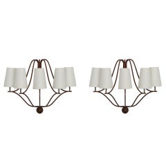 Pair of demi-corbeille wall lights by Jean Royère c. 1948