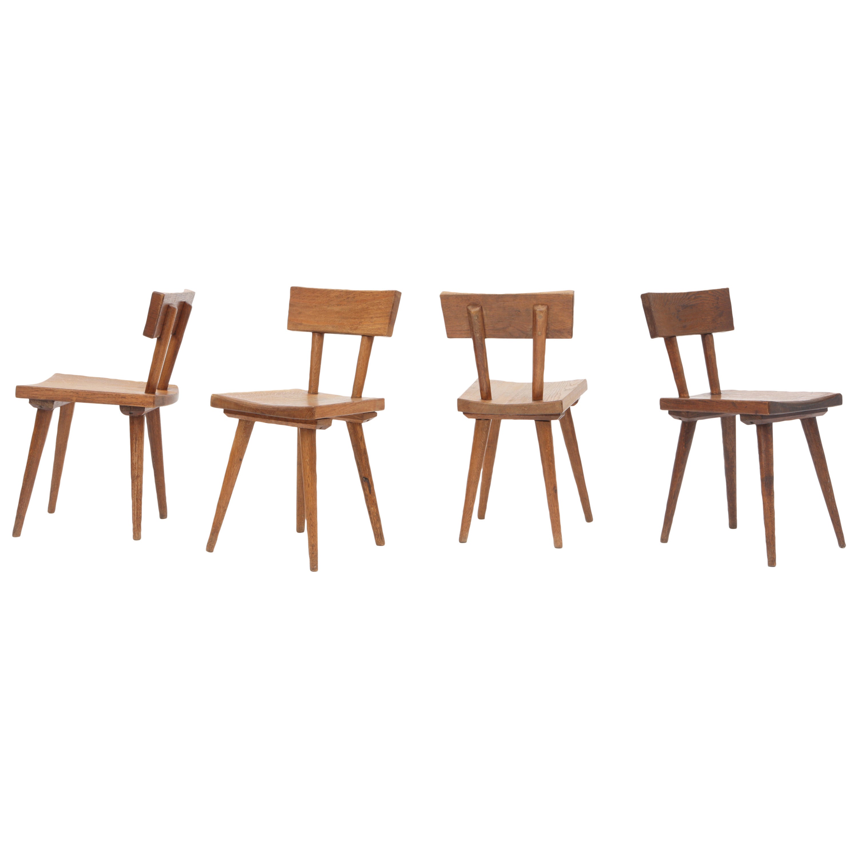 Atelier Marolles Set of Four Chairs, circa 1950 For Sale