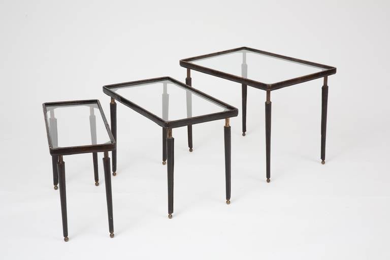 French Jacques Adnet Nesting Tables, circa 1950