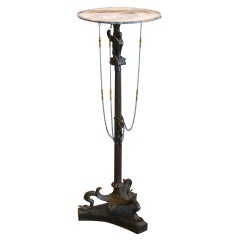 Empire Style Bronze Pedestal with Later Agate Top