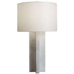 Architectural Carrera Marble Table Lamp, USA, 1960's