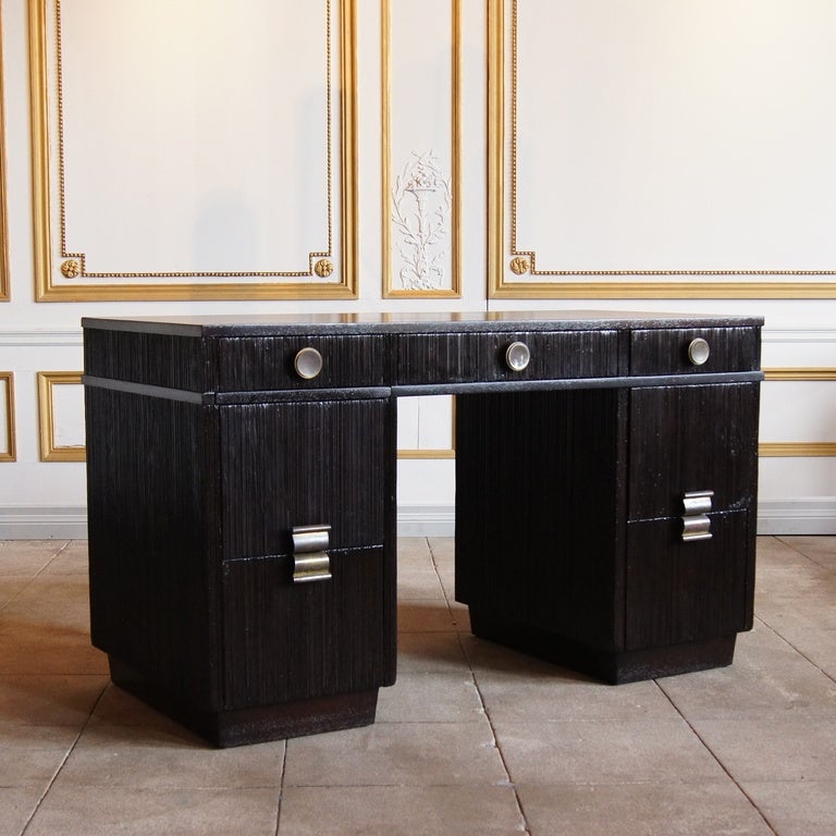 American 1950's Combed Wood Desk/Vanity by Paul Frankl