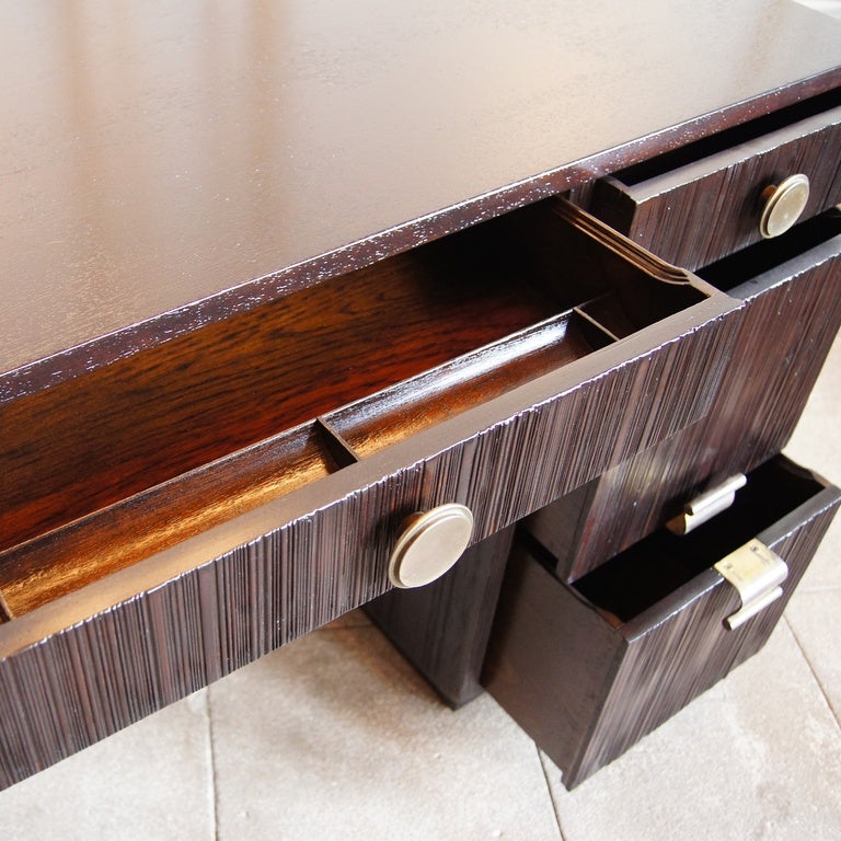 Mid-20th Century 1950's Combed Wood Desk/Vanity by Paul Frankl