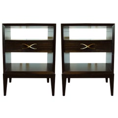 Pair of Combed Wood Side Tables by Paul Frankl