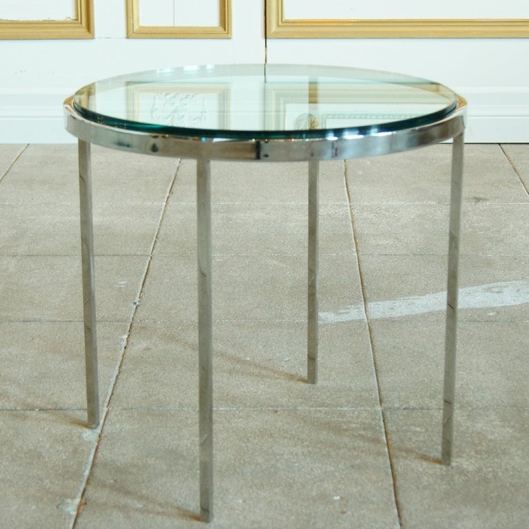 American Polished Stainless Steel Side Table in the Style of Nicos Zographos