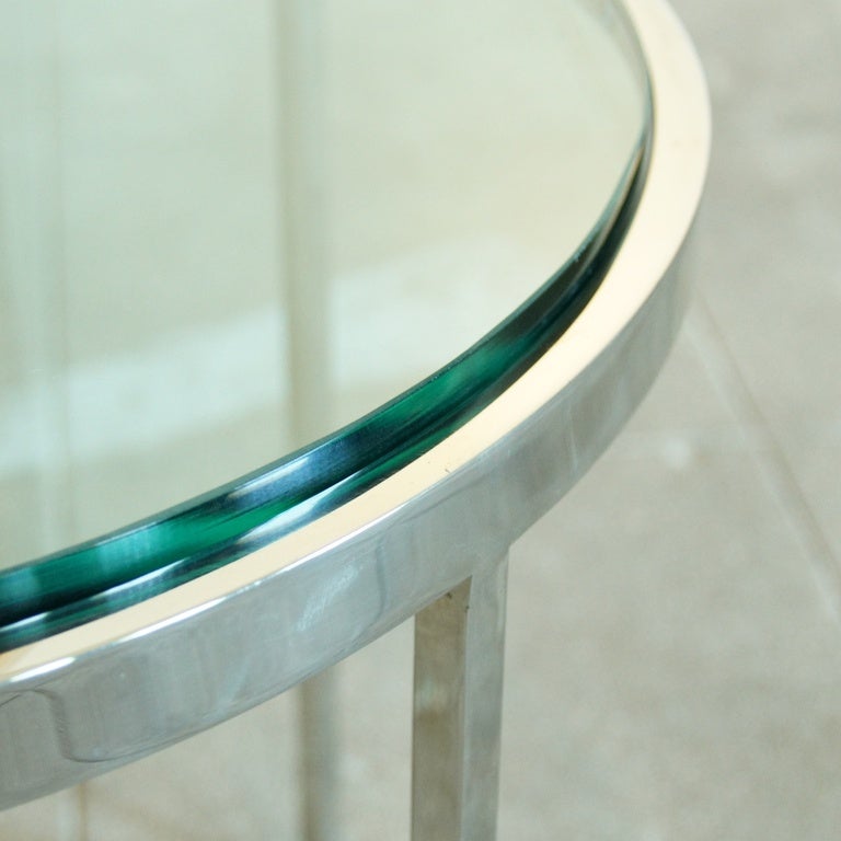 Polished Stainless Steel Side Table in the Style of Nicos Zographos In Excellent Condition In Los Angeles, CA